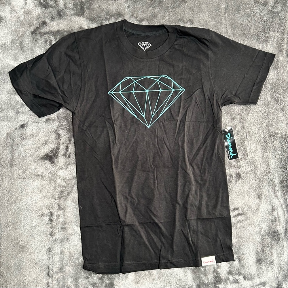 Diamond‎ Supply Co. Black T-Shirt with Teal Diamond Logo Sz Small NWT